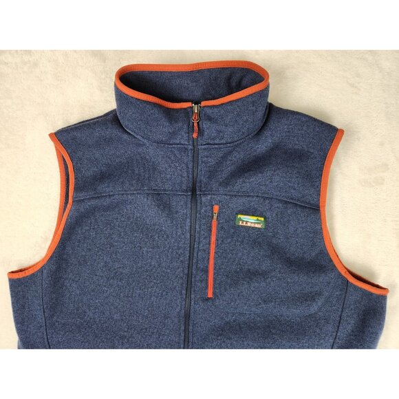 LL Bean Full Zip Vest Men's XL Reg Navy/Orange Slightly Fitted Outdoors Hiking - Picture 2 of 11
